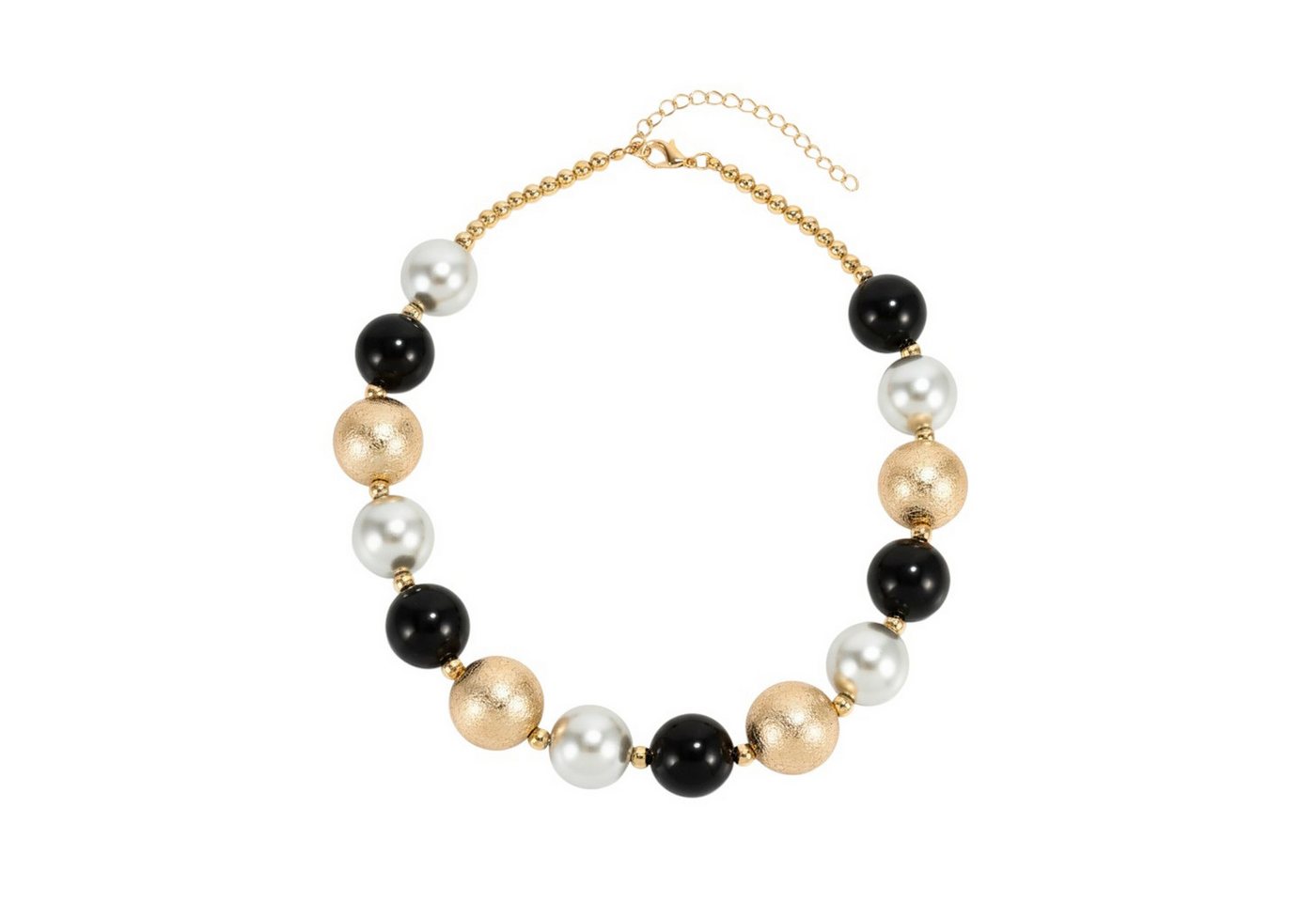 KARMA Perlenkette Halskette Damen Gold Schwarz od. Silber Legierung (Perlenhalskette Karabinerverschluss, verstellbar modern Damenhalskette), Kunststoff 40 cm Kette Perlen Perlenkette von KARMA