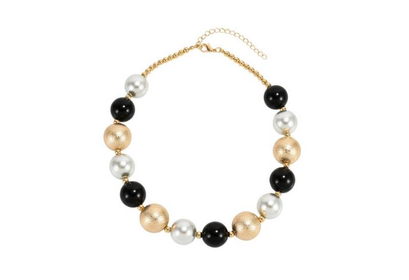 KARMA Perlenkette Halskette Damen Gold Schwarz od. Silber Legierung (Perlenhalskette Karabinerverschluss, verstellbar modern Damenhalskette), Kunststoff 40 cm Kette Perlen Perlenkette von KARMA