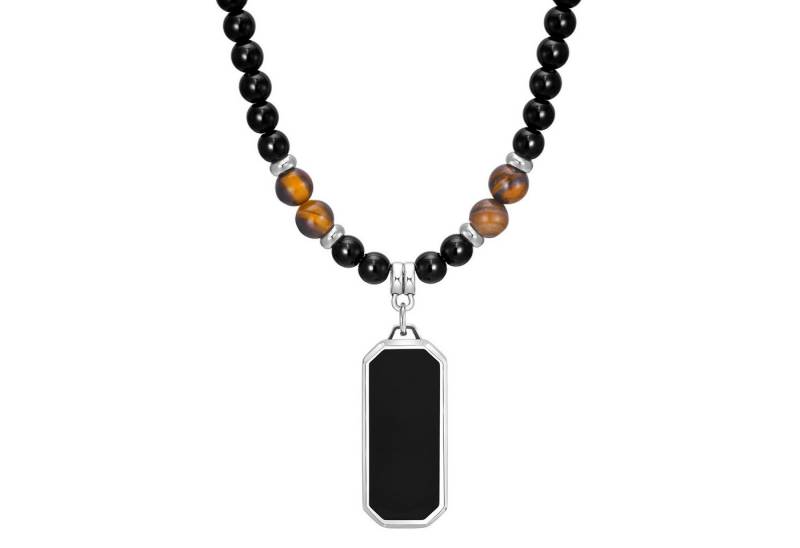 KARMA Perlenkette Herren schwarz Herrenkette Halskette Herrenschmuck mit Anhänger (Kette Geschenk für Ihn), Herrenhalskette Perlenhalskette modern von KARMA