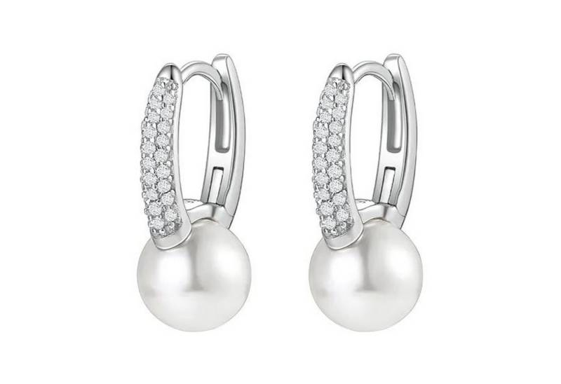 KARMA Perlenohrringe Ohrringe Perlen Silber925 Süßwasserperle Damenohrringe (Damencreolen modern, Ohrschmuck Damen Silber), Creolen Ohrschmuck Damenschmuck von KARMA