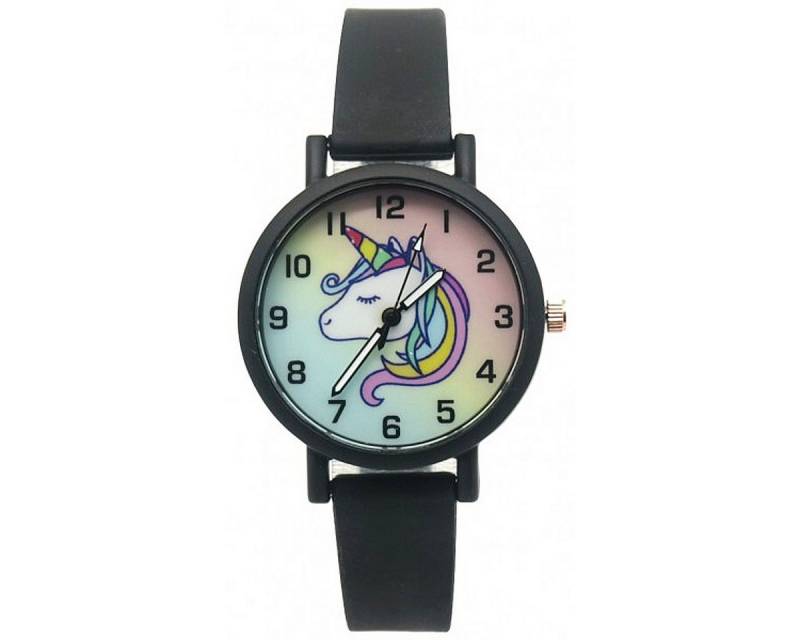 KARMA Quarzuhr Kinderuhr Einhorn schwarz od. lila Armbanduhren Kinder Silikonarmband, (Analog, Einhornuhr), Mädchenuhr Mädchenarmbanduhr Kinderarmbanduhr Kinderuhr von KARMA