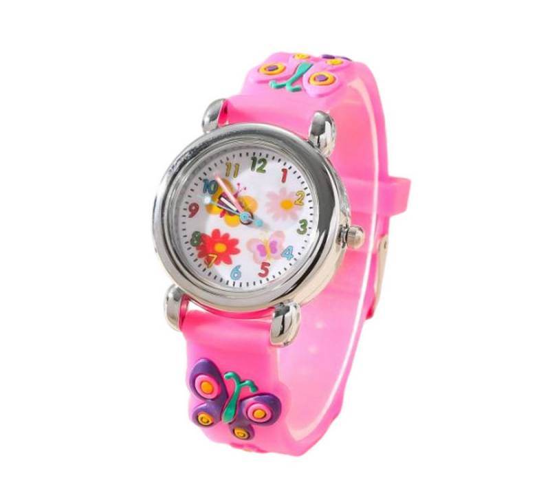 KARMA Quarzuhr Kinderuhr Schmetterling Pink rosa Armbanduhren Mädchen Kinder Silikon, (Quarzuhr Kinderquarzuhr, moderne Mädchenarmbanduhr Schmetterlingsuhr), Silikonarmband Mädchenuhr Silikonuhr Kinderarmbanduhr von KARMA