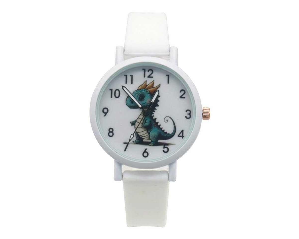 KARMA Quarzuhr Kinderuhr weiß Dino Motiv Armbanduhr Kinder, (Analog), Mädchenuhr Jungenuhr Dinosaurier von KARMA