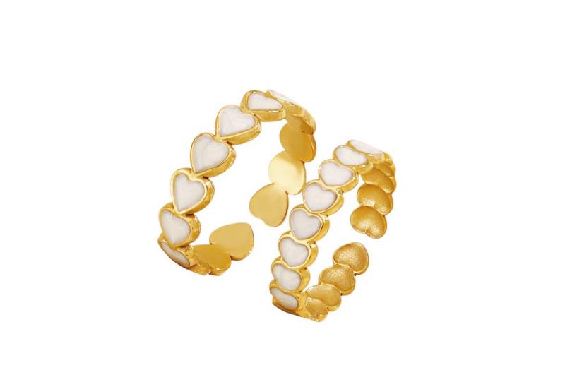 KARMA Ring-Set KARMA Ring Set Damen Herz Edelstahl vergoldet (Größe verstellbar, 2-tlg., Schmuckset gold), Herzring Damenring Schmuck von KARMA