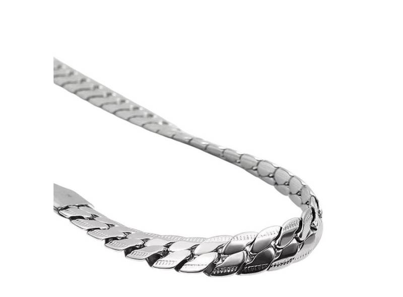 KARMA Schlangenkette Edelstahlkette Halskette Herren Damen silber 0,6 cm breit (Silberne Kette Hypoallergen wasserfest, Herrenschmuck Damenschmuck), Herrenkette Damenkette 50, 55 oder 60cm Länge von KARMA