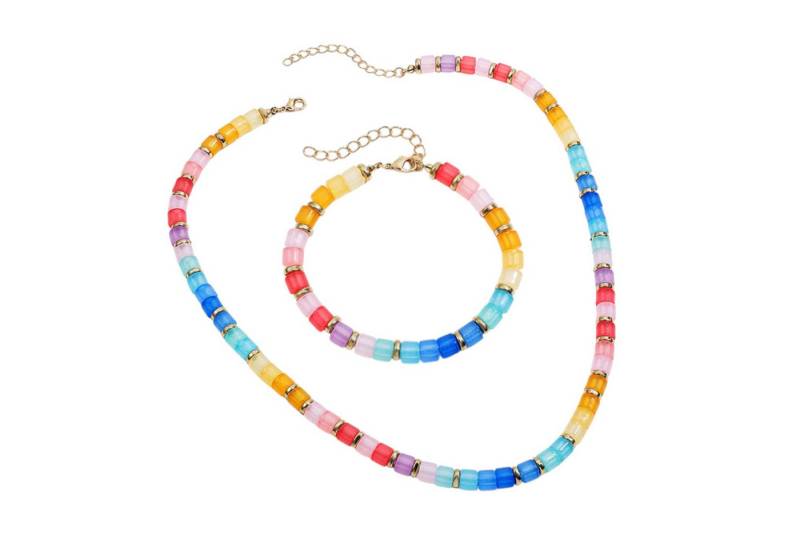 KARMA Schmuckset Bunt Damen Halskette 45 cm Armband (moderner Schmuck Bohoschmuck), Karabinerverschluss Harz Legierung von KARMA