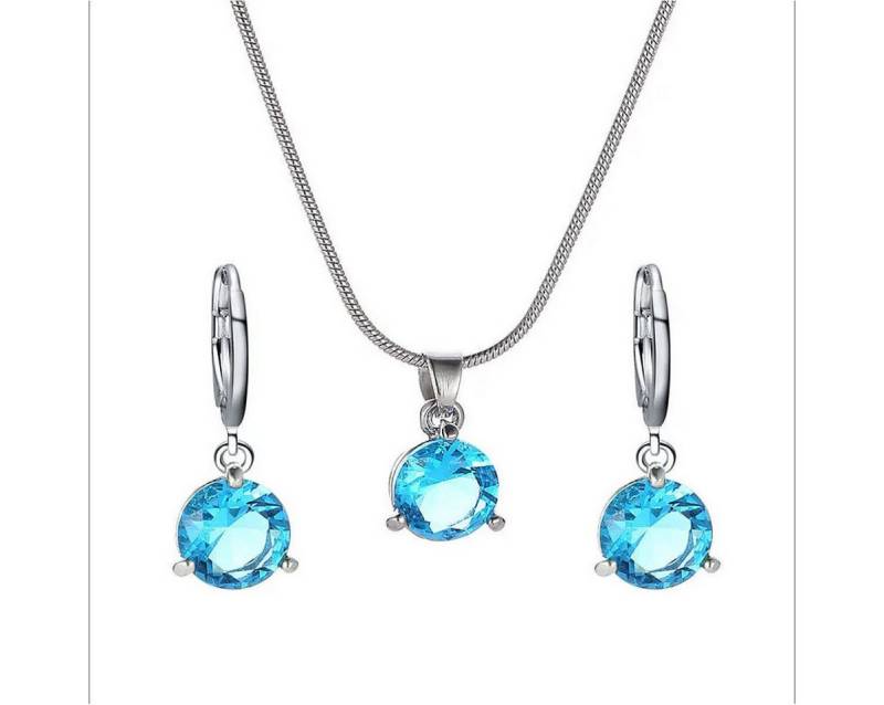 KARMA Schmuckset Damen Schmuckset mit funkelnden Kristallen Silber Rosa Rot Blau (Silberne Kette mit Anhänger, Kristallschmuck Damen), Modeschmuck Damen Eleganter Schmuck von KARMA