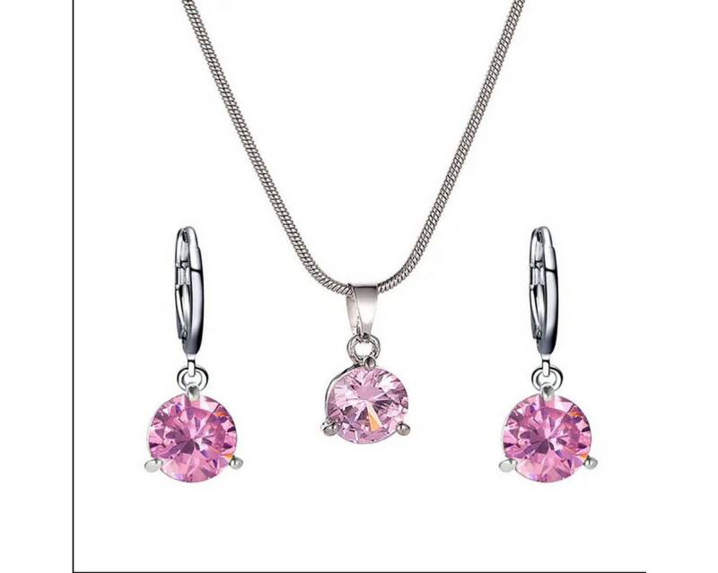 KARMA Schmuckset Damen Schmuckset mit funkelnden Kristallen Silber Rosa Rot Blau (Silberne Kette mit Anhänger, Kristallschmuck Damen), Modeschmuck Damen Eleganter Schmuck von KARMA