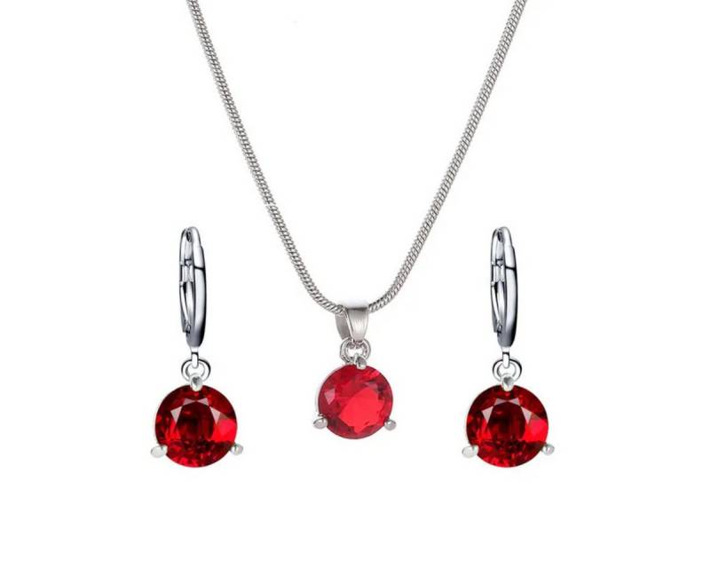 KARMA Schmuckset Damen Schmuckset mit funkelnden Kristallen Silber Rosa Rot Blau (Silberne Kette mit Anhänger, Kristallschmuck Damen), Modeschmuck Damen Eleganter Schmuck von KARMA