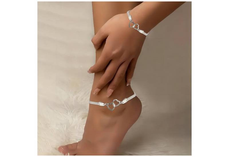KARMA Schmuckset Fußkettchen und Armband Silber oder Gold 2er Set (Damenschmuck, Strand Urlaub Abendmode), Fußschmuck Damenarmband Silberarmband Fusskette von KARMA