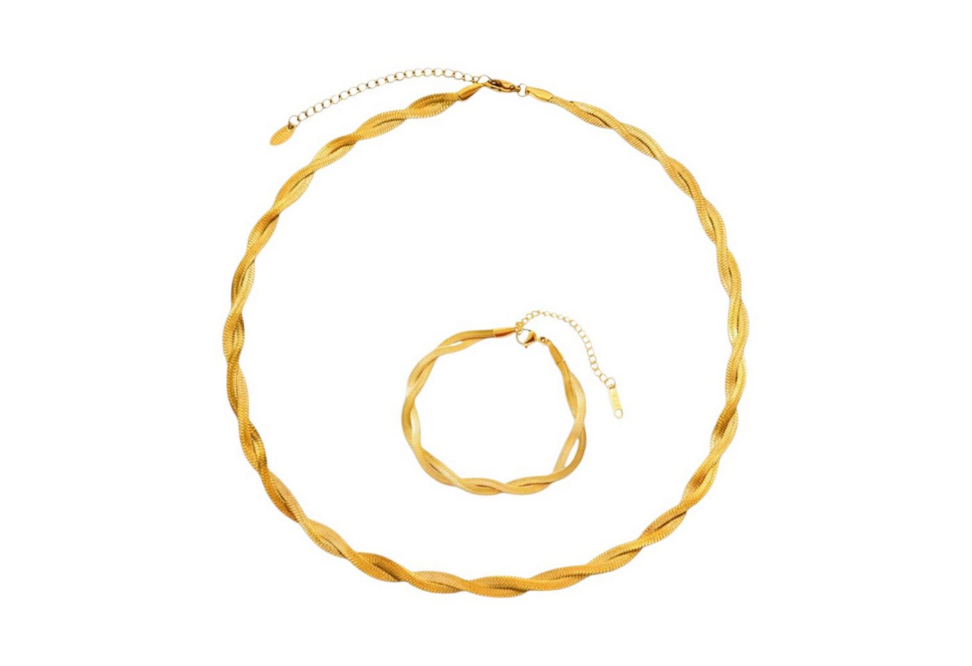 KARMA Schmuckset Schmuckset, Gedrehte Schlangenkette (Damenschmuck), Edelstahl vergoldet, 42+4 cm von KARMA
