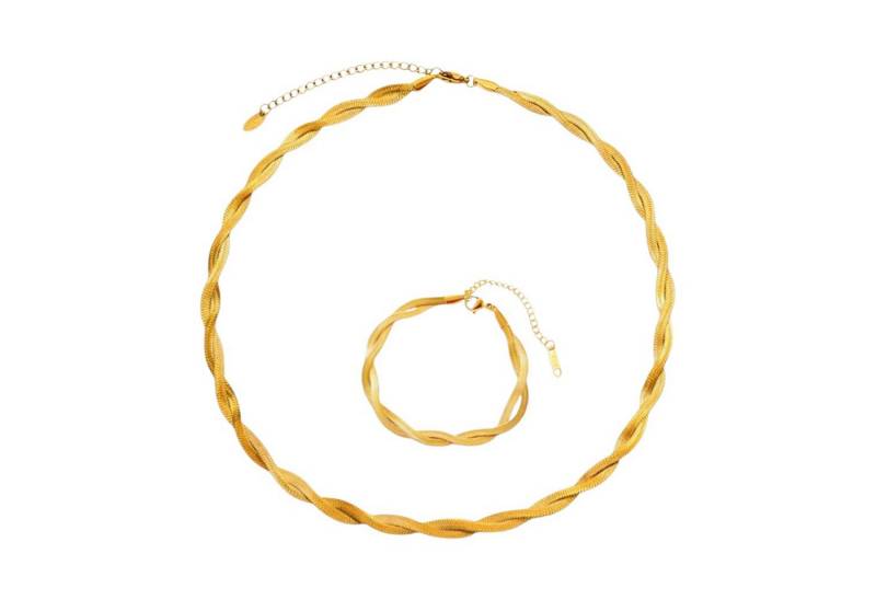 KARMA Schmuckset Schmuckset, Gedrehte Schlangenkette (Damenschmuck), Edelstahl vergoldet, 42+4 cm von KARMA