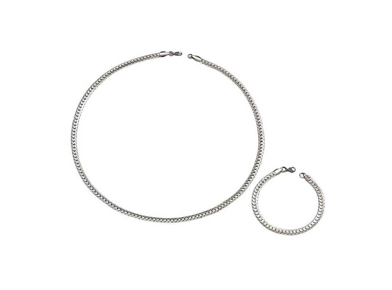 KARMA Schmuckset Schmuckset Herren Edelstahl Silber 2er Set (Edelstahlkette Edelstahlarmband), Armband & Halskette Geschenkset von KARMA