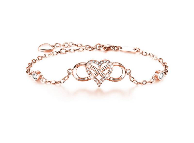 KARMA Silberarmband Damen Silber 925 Herz und Infinity Symbol mit Zirkonia-Kristallen (Damenschmuck Echt Silber, Geschenk für Sie), Damenarmband rosegold oder silber Armschmuck von KARMA