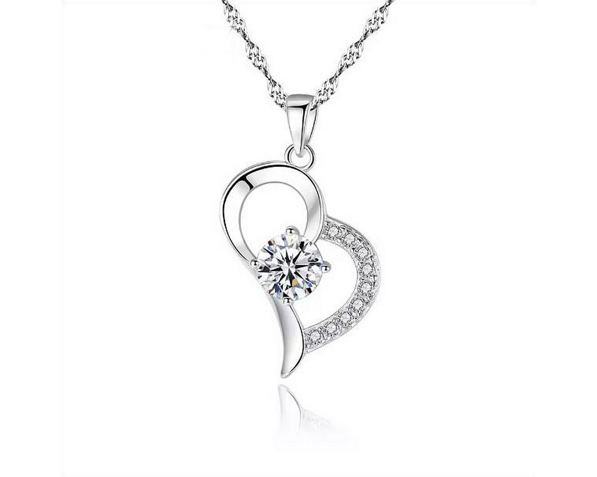 KARMA Silberkette Halskette Damen silber 925 mit Anhänger Herz, Damenkette Kette Schmuck Kristalle Geschenk von KARMA