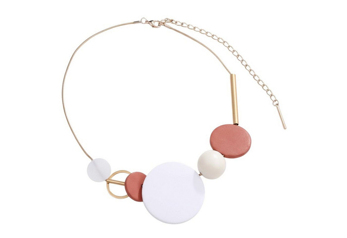 KARMA Statementkette Halskette Damen Holz 50 cm Rot Schwarz Blau Rosa od. Gelb (Damenhalskette Holzkette Statementkette modern, Kette Schmuck für Frauen verstellbar) von KARMA