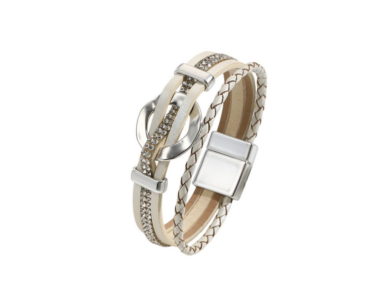 KARMA Wickelarmband Wickelarmband vers. Farben PU Leder Damen Armband Lederarmband (Armschmuck für Frauen modern, Damenlederarmband Damenschmuck Geschenk Für Sie), Mehrreihig Metall Beige Grün Rosa Braun Gold oder Schwarz von KARMA