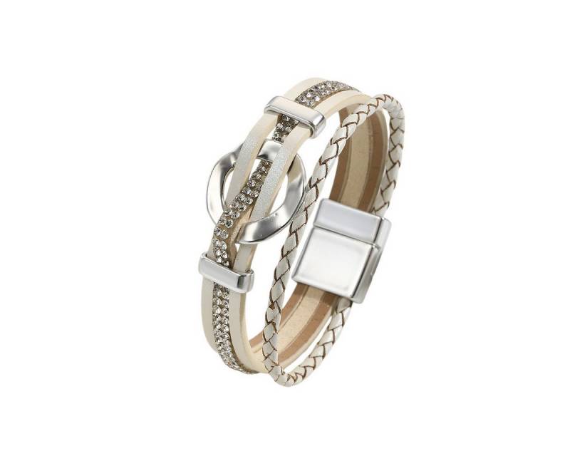 KARMA Wickelarmband Wickelarmband vers. Farben PU Leder Damen Armband Lederarmband (Armschmuck für Frauen modern, Damenlederarmband Damenschmuck Geschenk Für Sie), Mehrreihig Metall Beige Grün Rosa Braun Gold oder Schwarz von KARMA