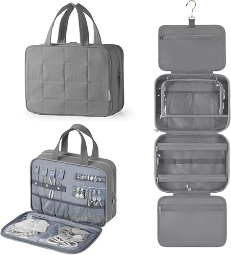 Große Kulturtasche – 4 Reißverschluss-Fächer auf der Rückseite, leicht, Organizer für Damen, faltbares Reise-Set für Toilettenartikel, Kosmetik, Accessoires, für Geschäftsreisen, Urlaub, Fitnessstudio Große Kulturtasche – 4 Reißverschluss-Fächer auf der Rückseite, leicht, Organizer für Damen, faltbares Reise-Set für Toilettenartikel, Kosmetik, Accessoires, für Geschäftsreisen, Urlaub, Fitnessstudio von KARMNEEV