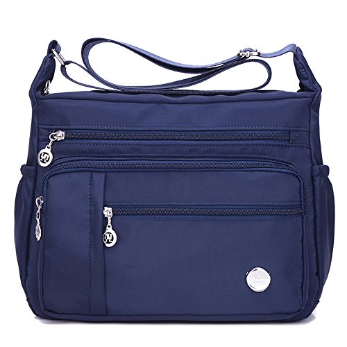 Karresly Damen Schultertasche Reisetasche Messenger Cross Body Nylon Taschen mit vielen Taschen, Blau (blau), Small von KARRESLY