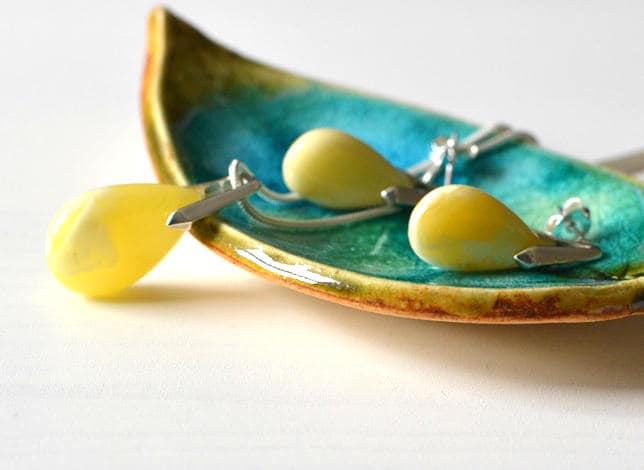 Rohstein Sterling Silber Schmuck Set Gelbe Edelstein Halskette & Ohrringe von KARUBA