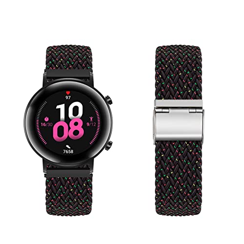 Nylon Armband für Huawei Watch GT2 42MM Armband Solo Loop Armband mit Huawei Watch GT2 42MM Ersatzarmband Nylon Stoff Loop Elastisches Verstellbares Armbänder für Huawei Watch GT2 42MM (V,GT2 42MM) von KARYOU