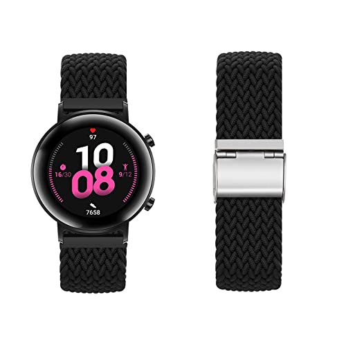 Nylon Armband für Huawei Watch GT2 42MM Armband Solo Loop Armband mit Huawei Watch GT2 42MM Ersatzarmband Nylon Stoff Loop Elastisches Verstellbares Armbänder für Huawei Watch GT2 42MM (Y,GT2 42MM) von KARYOU