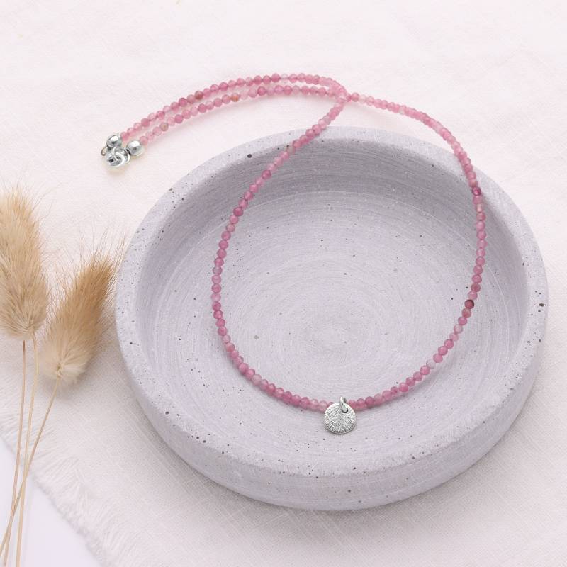 Feine Edelstein-Halskette Damen Aus Echtem Pink Turmalin Mit Anhänger Plättchen, Schönes Geschenk von KARYSMADeutschland