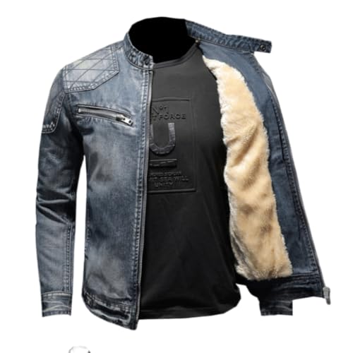KASENFASHION Herren Fleece Truckerjacke - Lässige Militär-Cargojacke mit Teddyfutter, Winter Warm Gefütterte Jacke von KASENFASHION