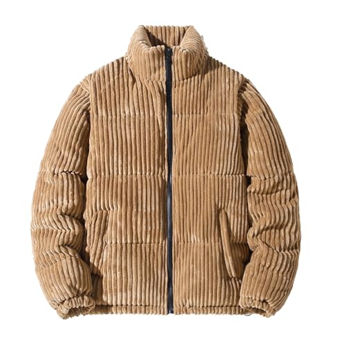KASENFASHION Herren Winterjacke – Verdickte Cordjacke mit Stehkragen, Einfarbig und Gestreift, Warme Langarmjacke mit Reißverschluss von KASENFASHION