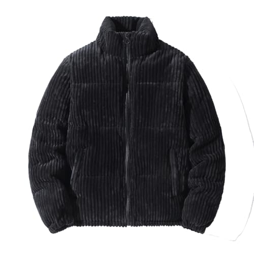 KASENFASHION Herren Winterjacke – Verdickte Cordjacke mit Stehkragen, Einfarbig und Gestreift, Warme Langarmjacke mit Reißverschluss von KASENFASHION