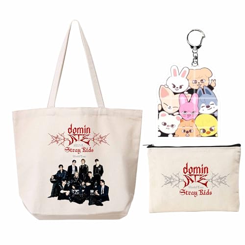 KASENFASHION Kpop Stray Kids Merchandise Set – Skzoo Geschenk mit Tasche, Anhänger & Kosmetiktasche für echte Stray Kids Fans KASENFASHION Kpop Stray Kids Merchandise Set – Skzoo Geschenk mit Tasche, Anhänger & Kosmetiktasche für echte Stray Kids Fans von KASENFASHION