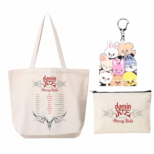 KASENFASHION Kpop Stray Kids Merchandise Set – Skzoo Geschenk mit Tasche, Anhänger & Kosmetiktasche für echte Stray Kids Fans KASENFASHION Kpop Stray Kids Merchandise Set – Skzoo Geschenk mit Tasche, Anhänger & Kosmetiktasche für echte Stray Kids Fans von KASENFASHION