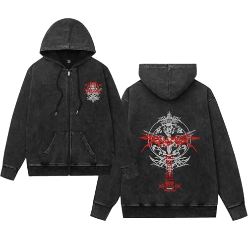 KASENFASHION Stray-K Vintage Hoodie – Y2K Hip Hop Oversize Kapuzenjacke mit Reißverschluss Damen Herren SKZ KPOP Streetwear Style von KASENFASHION