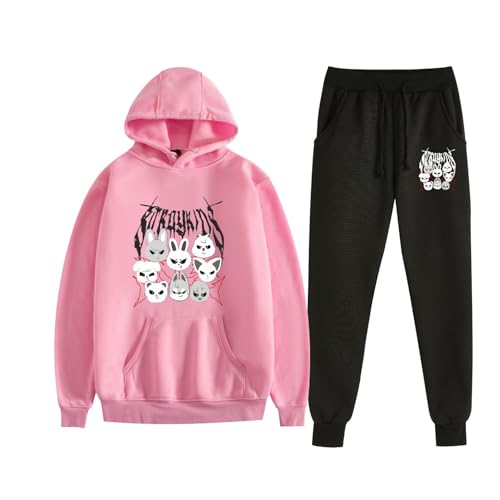 KASENFASHION Stray-K Y2K Trainingsanzug Set – Herren Damen Hip Hop Style mit SKZ Kapuzenpullover und Jogginghose für Erwachsene stylischer Sportanzug von KASENFASHION