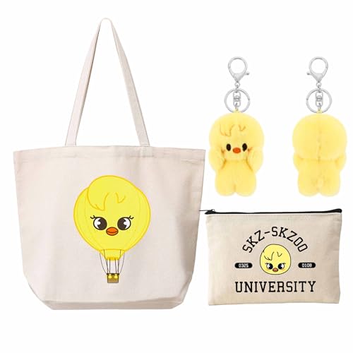 KASENFASHION Harajuku Kpop Fan Set – Skzoo Geschenkpaket mit Schlüsselanhänger, Schultertasche & Kosmetiktasche für Fans von KASENFASHION