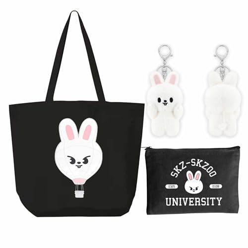 KASENFASHION Stray Kids Kpop Fan Set – Skzoo Geschenkpaket mit Schlüsselanhänger, Schultertasche & Kosmetiktasche für Fans KASENFASHION Stray Kids Kpop Fan Set – Skzoo Geschenkpaket mit Schlüsselanhänger, Schultertasche & Kosmetiktasche für Fans von KASENFASHION