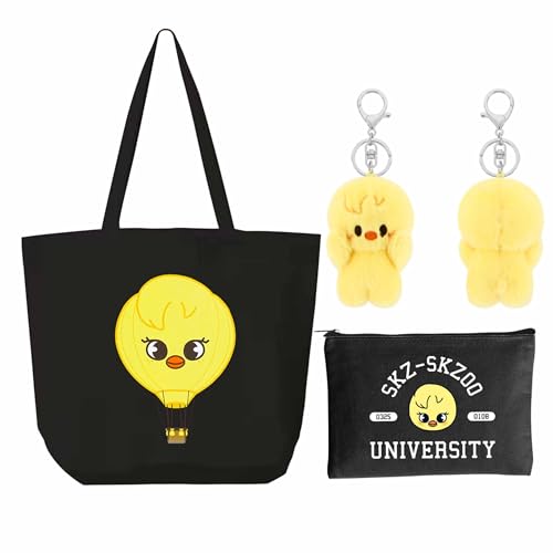 KASENFASHION Harajuku Kpop Fan Set – Skzoo Geschenkpaket mit Schlüsselanhänger, Schultertasche & Kosmetiktasche für Fans von KASENFASHION