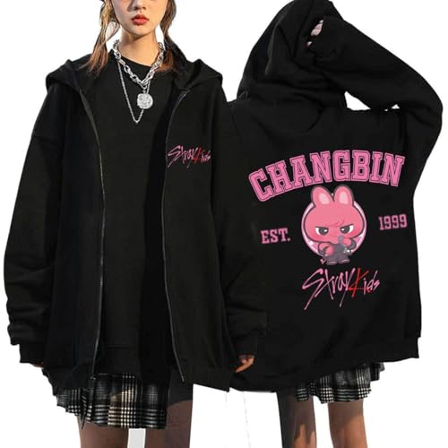 KASENFASHION Stray Kids SKZOO Kapuzenpullover – Y2K Hoodie mit Zip Süße BangChan Lee Know Changbin Hyunjin Han Felix Seungmin I.N Motive Unisex Harajuku Streetwear von KASENFASHION