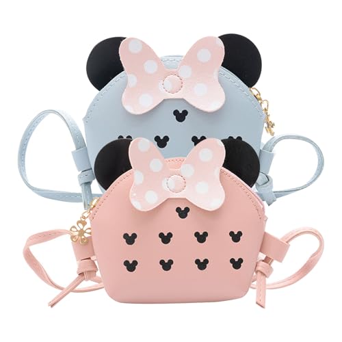 KASESSS 2 Stück Handtasche Mädchen Mini, Umhängetasche Mädchen Süße, Handtasche Kinder Mädchen Kleine, PU Leder Kinder Handtasche Mädchen, Mädchen handtasche, mädchen Tasche (Rosa,Blau) von KASESSS