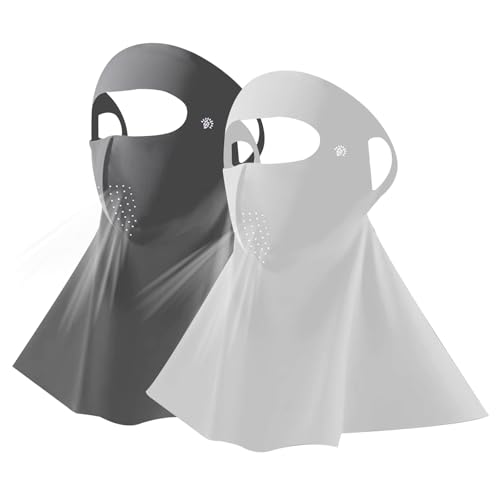 KASESSS 2 Stück Vollgesichts Sonnenschutzmaske, UV Gesichtsmasken, Vollgesichtsmaske, Eisseide Nackenschutz mit belüfteten Löchern, UPF 50+ Halbe Sturmhaube für heiße Sommer Radfahren Wandern Angeln von KASESSS
