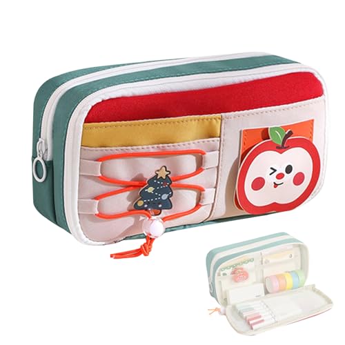 KASESSS Federmäppchen, Federmappe, Grossem Federtasche, Federmäppchen Mädchen 9 Trennfach, Pencil Case mit Apfel-Motiv-Dekoration, Multifunktional Schlamppermäppchen für Kinder Schule Office Supplies von KASESSS