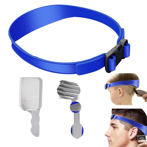 KASESSS Haarschneide Schablone und Haarschneidekamm Set, Haarschneide Hilfe Verstellbare, Ausschnitt Rasierschablone Silikon Haarschnittband Männer Haarschneideanleitung für DIY Haarschnitte Zu Hause von KASESSS