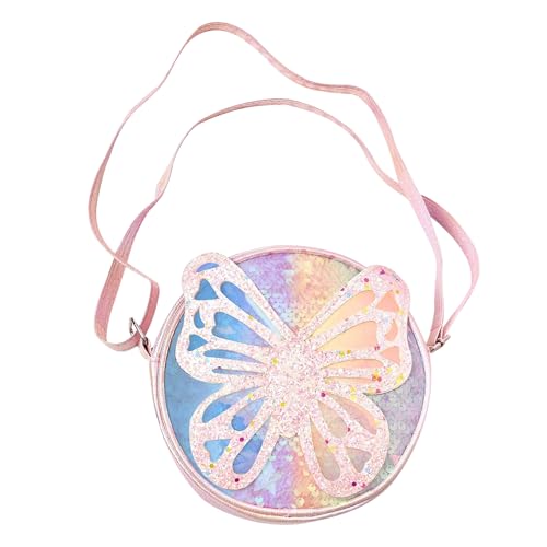 KASESSS Kinder Handtasche Mädchen Schmetterlings Umhängetasche Mädchen Pailletten Crossbody Bag Cartoon Kindertasche Süße Kinderhandtasche Kleine Umhängetaschen mit Verstellbare Schultergurt,16x5x16cm von KASESSS