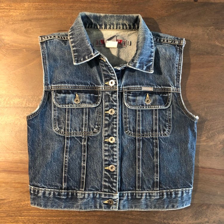 Vintage 1990Er Jahre Silber Jeans Ärmellose Denim Jacke Größe M Vintage 1990Er Jahre Silber Jeans Ärmellose Denim Jacke Größe M von KASEVINTAGE