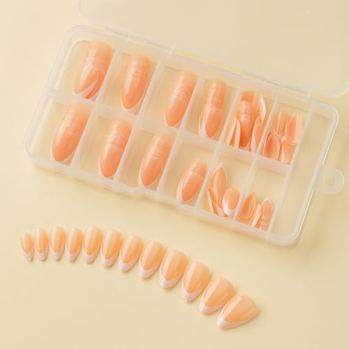 120x Falsche Nägel French Tip Falsche Nägel Full Stick On Nails Press on Nails Kunstnägel für Frauen von KASFDBMO
