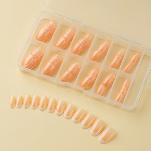 120x Falsche Nägel French Tip Falsche Nägel Full Stick On Nails Press on Nails Kunstnägel für Frauen von KASFDBMO