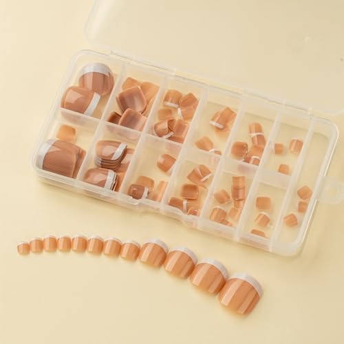 120x Falsche Nägel French Tip Falsche Nägel Full Stick On Nails Press on Nails Kunstnägel für Frauen von KASFDBMO