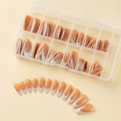 120x Falsche Nägel French Tip Falsche Nägel Full Stick On Nails Press on Nails Kunstnägel für Frauen von KASFDBMO