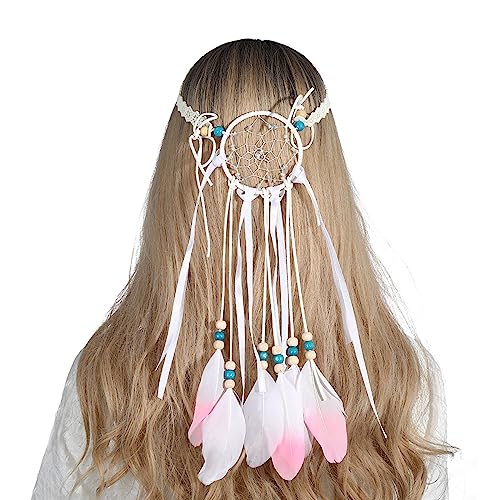 Böhmisches Feder-Haarband für 55–60 cm Kopfumfang, für Kinder und Mädchen, Geburtstagsgeschenk, Blumenfeder-Stirnband von KASFDBMO